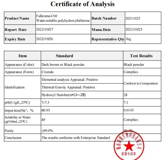 High Purity Fullerene C60 Powder and Liquid CAS99685-96-8 Cosmetic Pharmaceutical Use